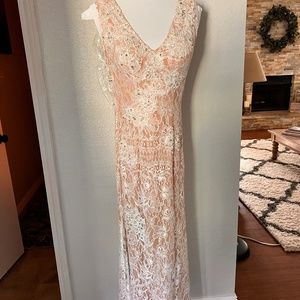 Jovani white and nude lace dress with embroidery size 4